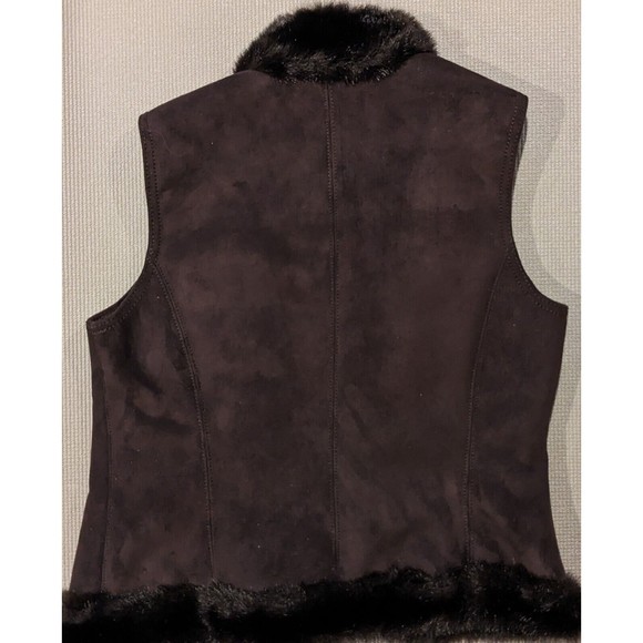 ANN TAYLOR VEST Women's Faux Fur Jacket Size Small Brown - Picture 3 of 5